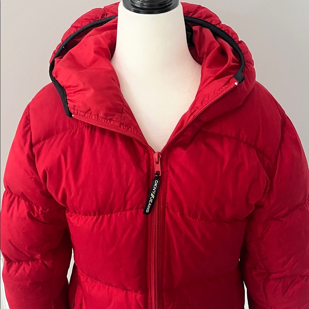 DKNY Vintage Y2K Down Filled Red Puffer Jacket - Picture 3 of 10